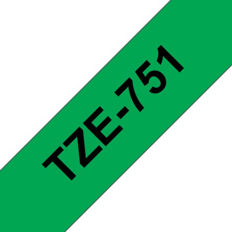 Brother Tape Black on Green 24mm TZE751